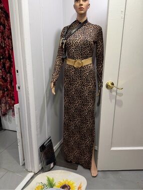 Nordstrom Leopard-Print Long Sleeve Maxi Dress - Brown & Black